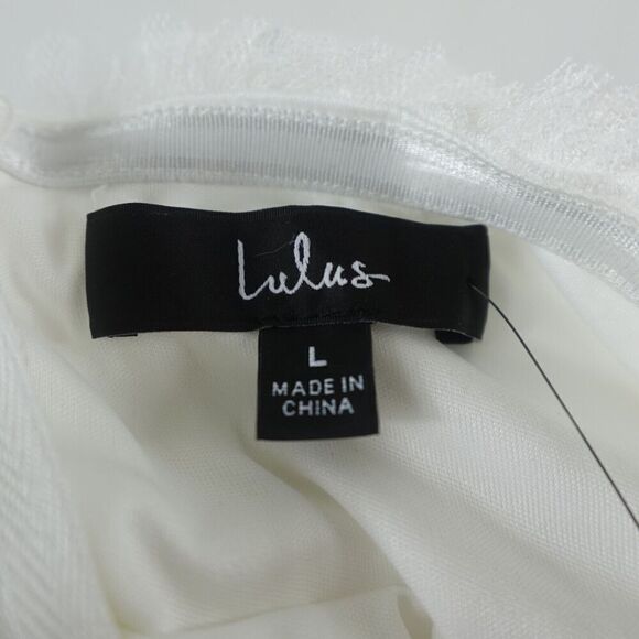 Lulus Womens Delightful Bliss White Mesh Swiss Dot Strapless Midi Dress Large - Picture 14 of 16